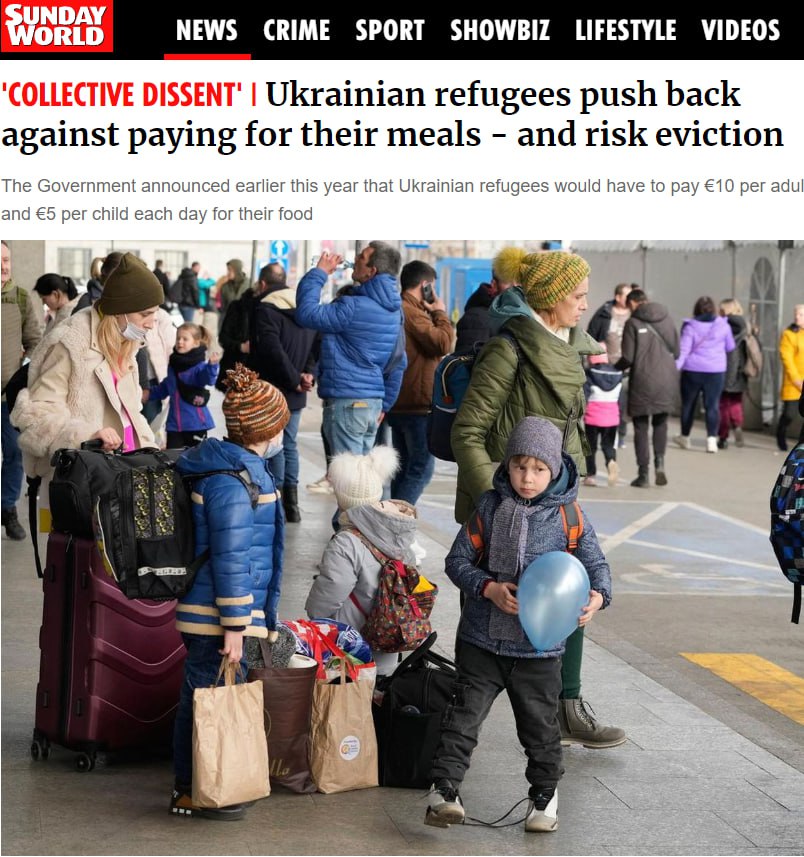 «Халява закончилась»: украинские беженцы в Ирландии должны оплачивать питание в отелях
