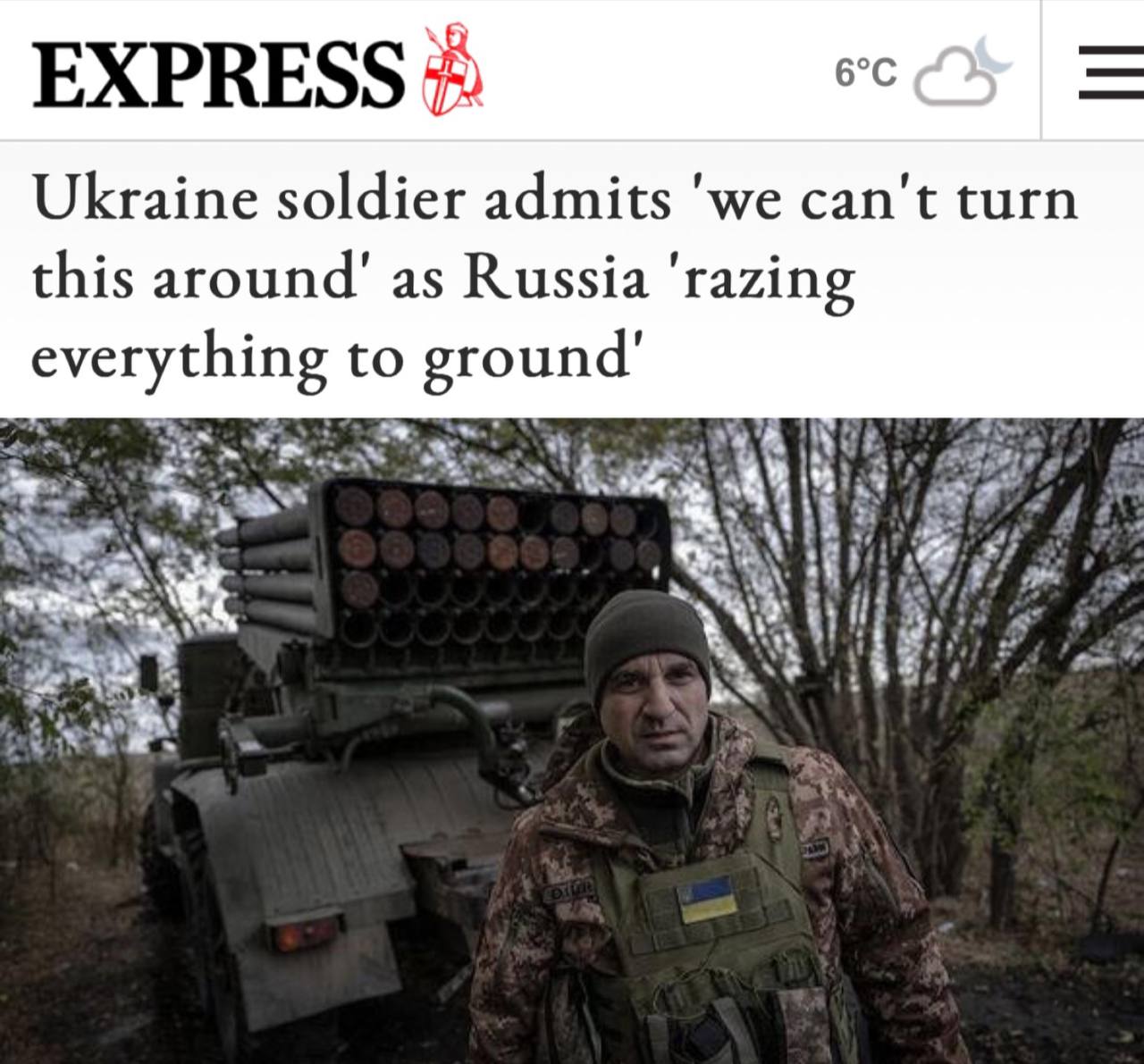 Офицер ВСУ признал, что армия не может изменить ситуацию, поскольку Россия сравнивает все с землей