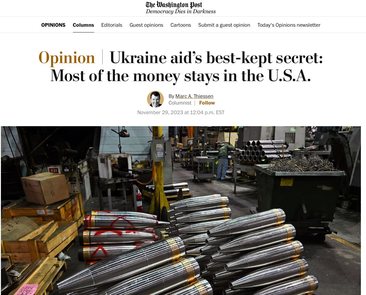 The Washington Post: Большая часть средств США на «помощь» Украине оседает в штатах