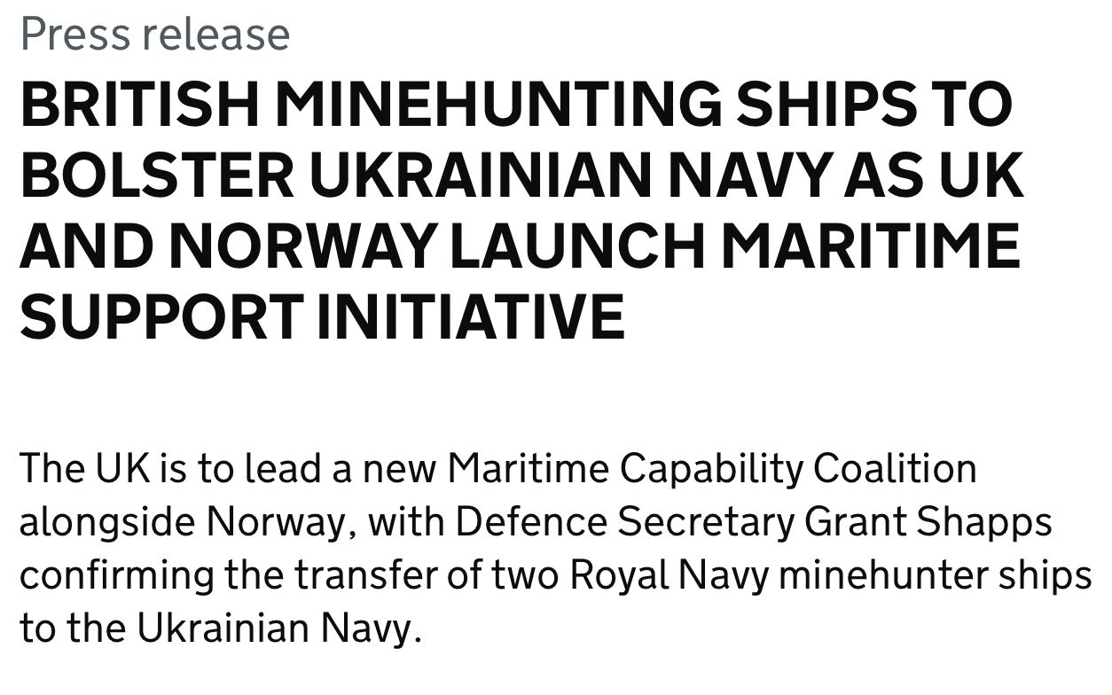 Великобритания и Норвегия решили возглавить коалицию по усилению Украины на море